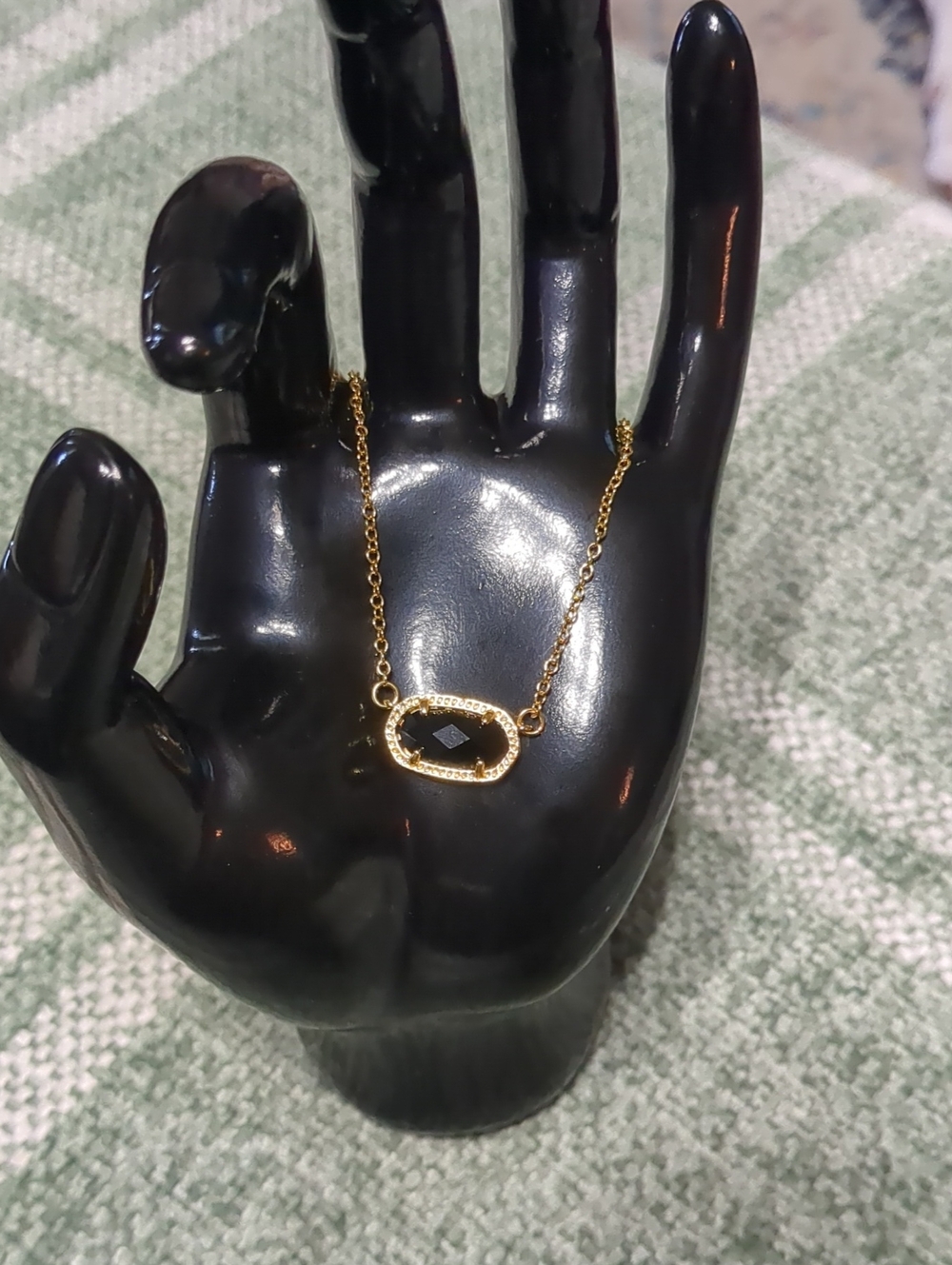 Kendra Scott Gold-Plated Necklace with Black Faceted Stone